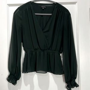 1.State Peplum Top, XS, Emerald Green